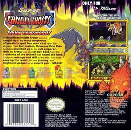 Box back cover for Super Ghouls 'N Ghosts on the Nintendo Game Boy Advance.