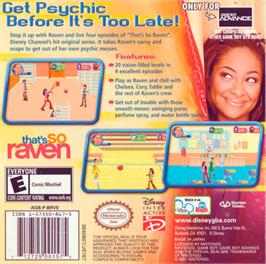 Box back cover for That's So Raven on the Nintendo Game Boy Advance.