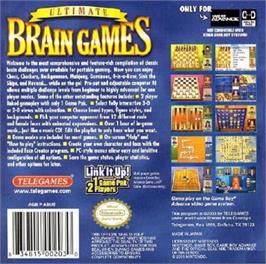 Box back cover for Ultimate Brain Games on the Nintendo Game Boy Advance.