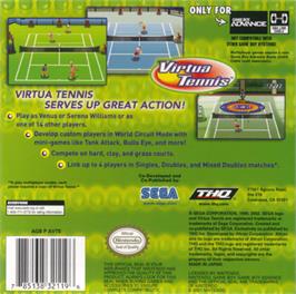 Box back cover for Virtua Tennis on the Nintendo Game Boy Advance.