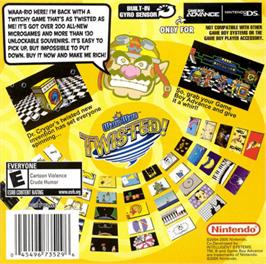 Box back cover for WarioWare Twisted on the Nintendo Game Boy Advance.