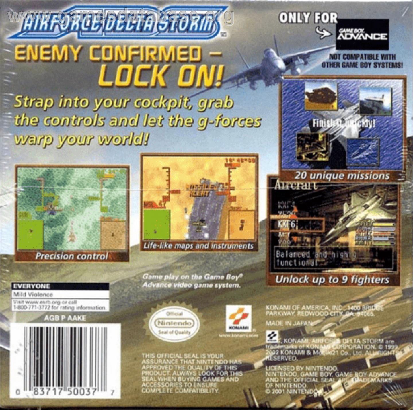 Air Force Delta Storm - Nintendo Game Boy Advance - Artwork - Box Back