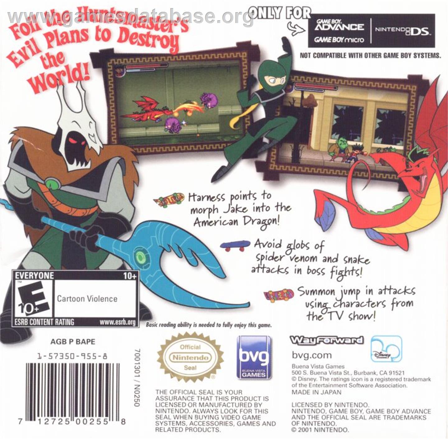 American Dragon: Jake Long - Rise of the Huntsclan - Nintendo Game Boy Advance - Artwork - Box Back