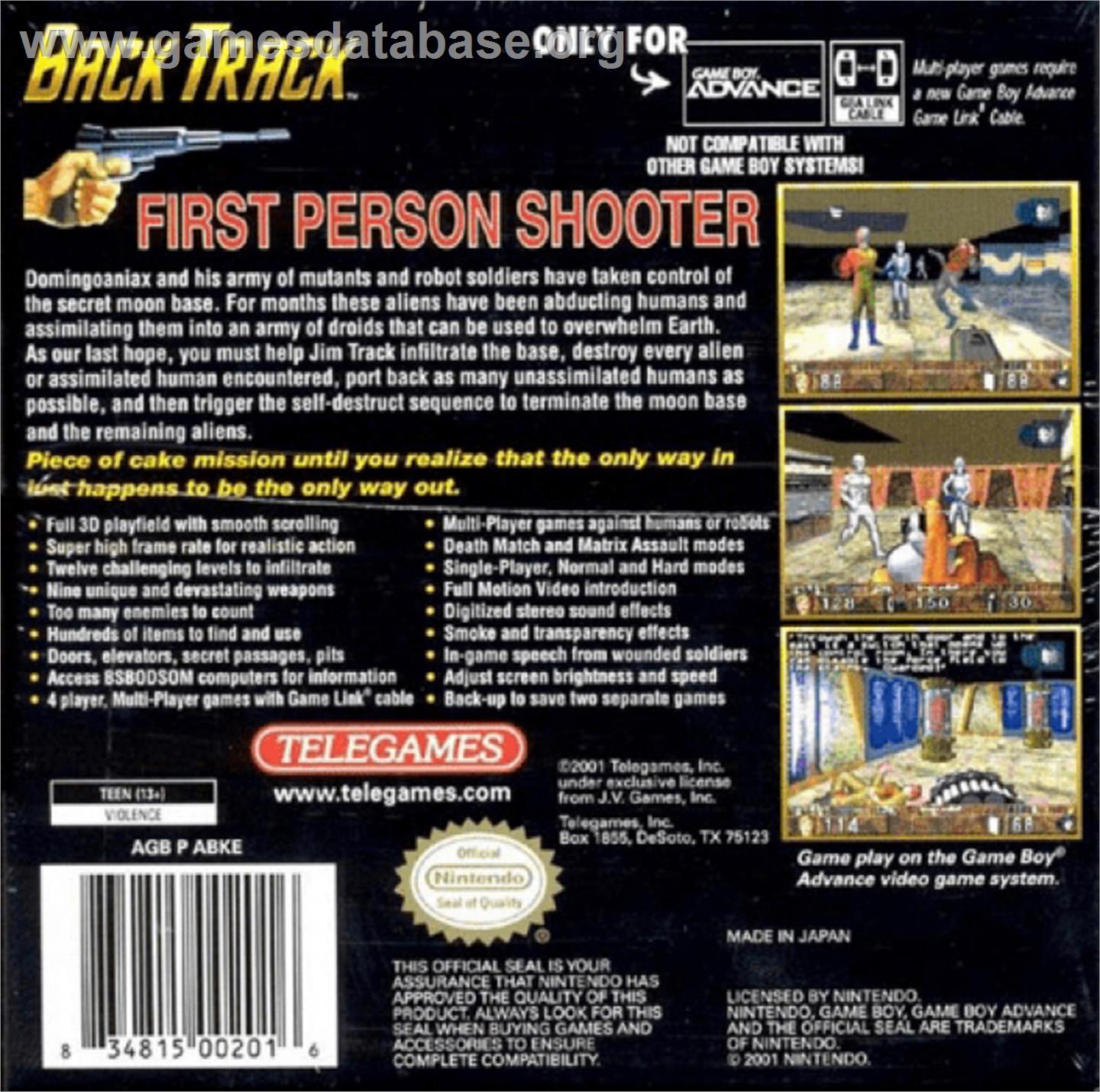 BackTrack - Nintendo Game Boy Advance - Artwork - Box Back