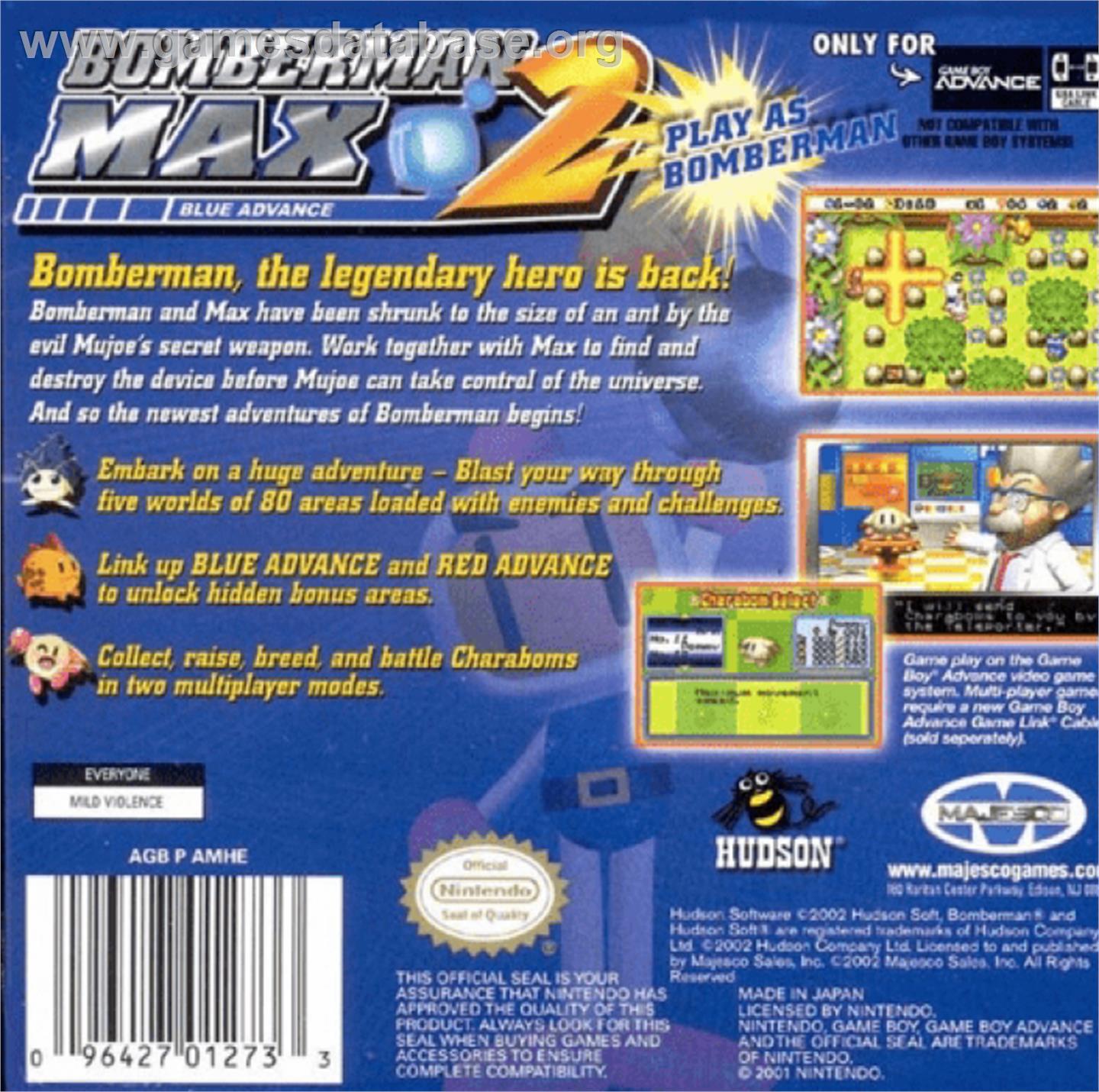 Bomberman Max 2: Blue Advance - Nintendo Game Boy Advance - Artwork - Box Back