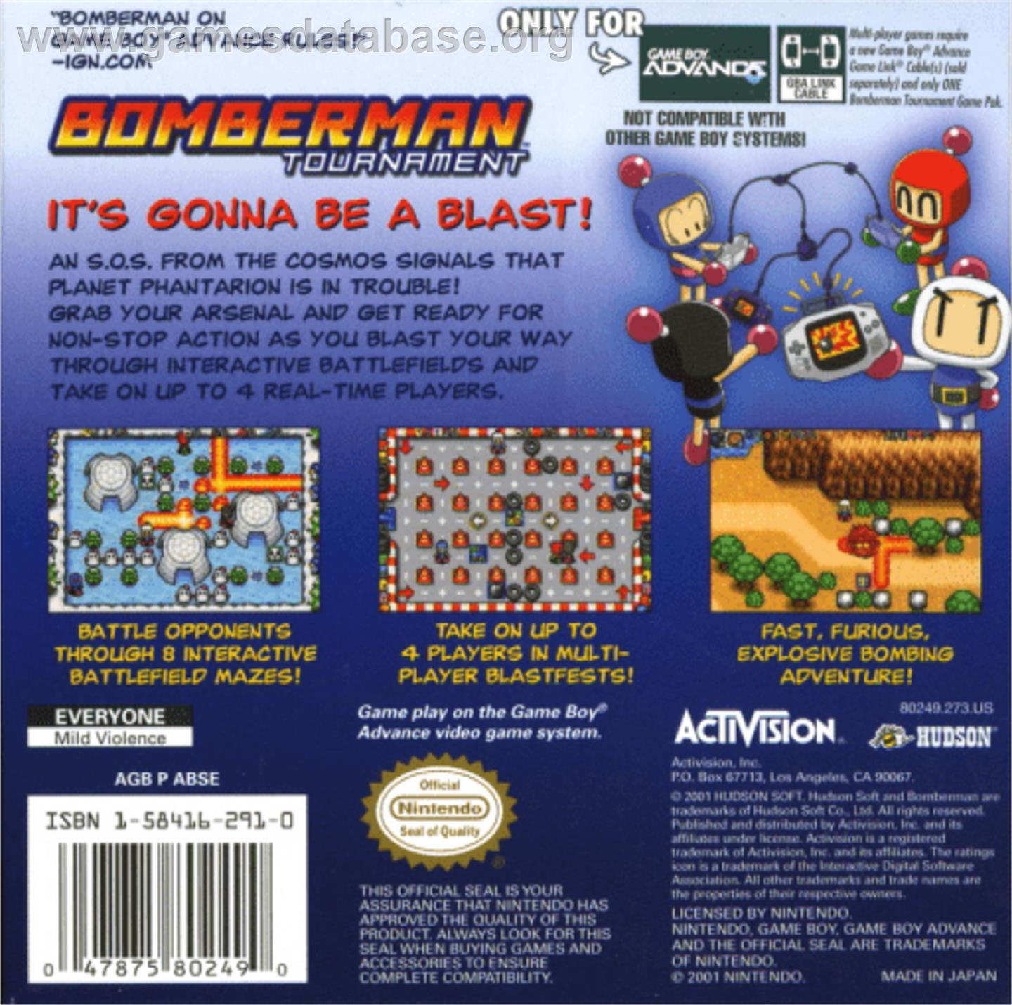 Bomberman Tournament - Nintendo Game Boy Advance - Artwork - Box Back