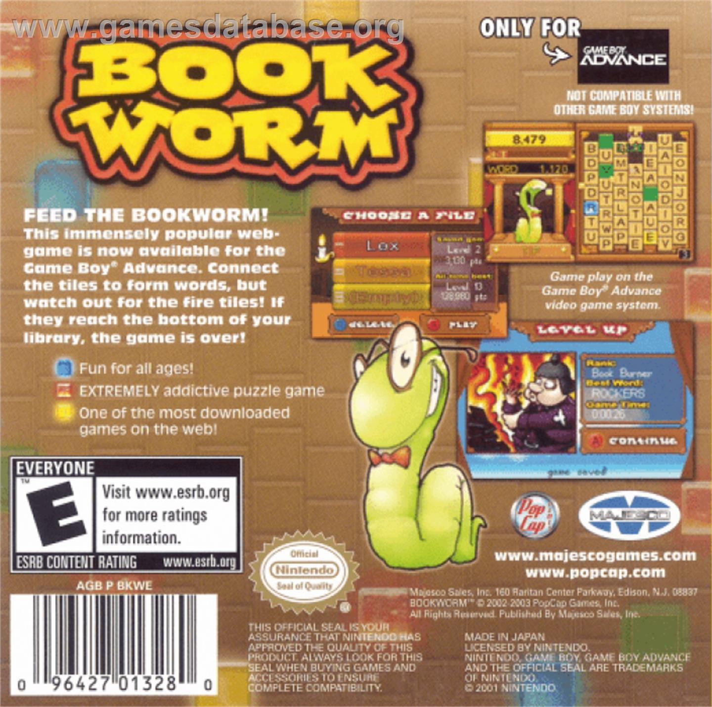 BookWorm Deluxe - Nintendo Game Boy Advance - Artwork - Box Back