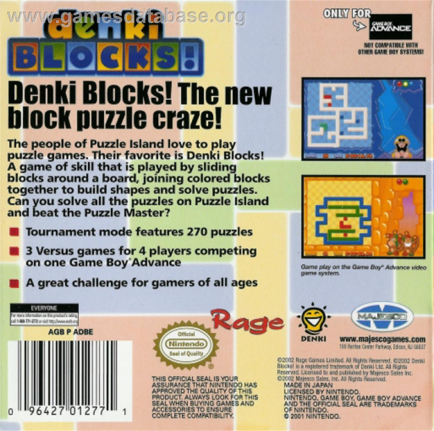 Denki Blocks - Nintendo Game Boy Advance - Artwork - Box Back