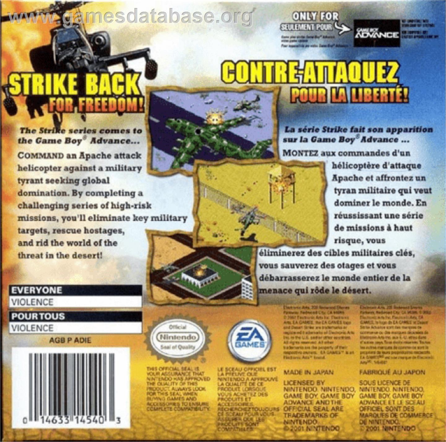 Desert Strike: Return to the Gulf - Nintendo Game Boy Advance - Artwork - Box Back