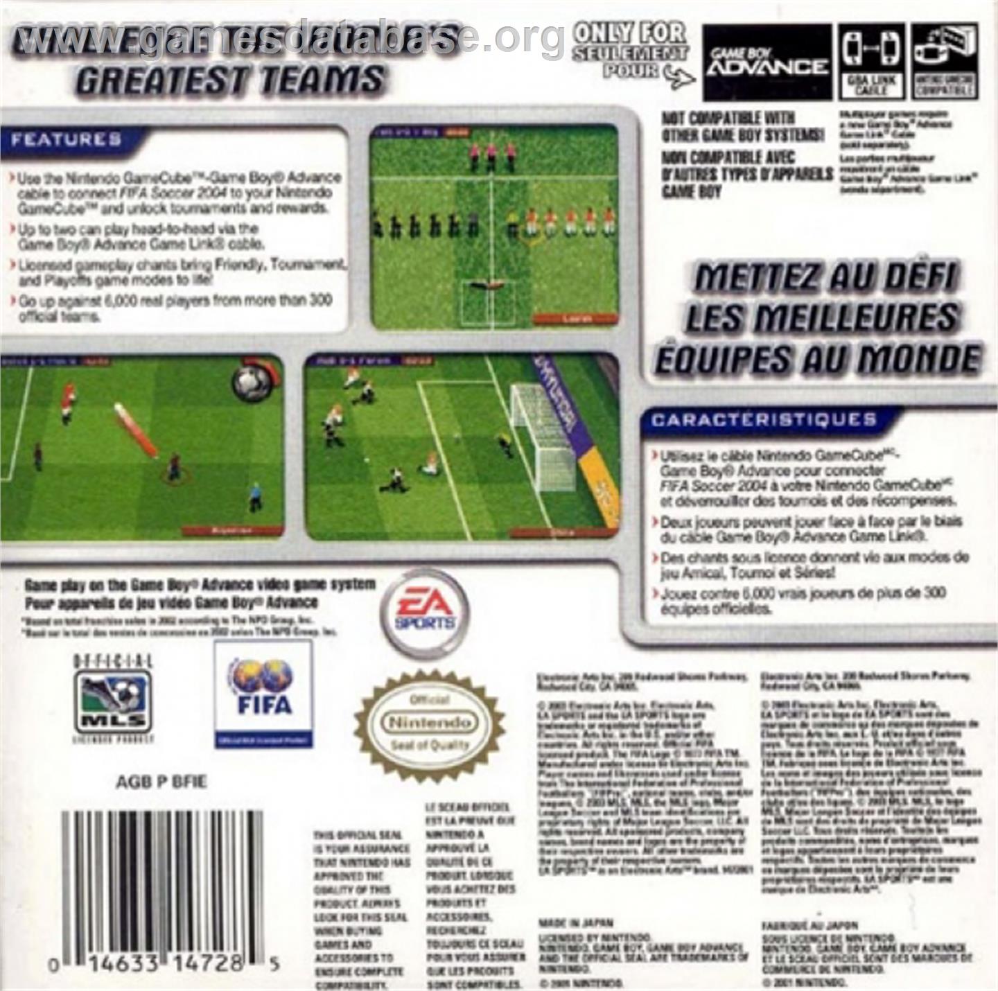 FIFA 2004 - Nintendo Game Boy Advance - Artwork - Box Back