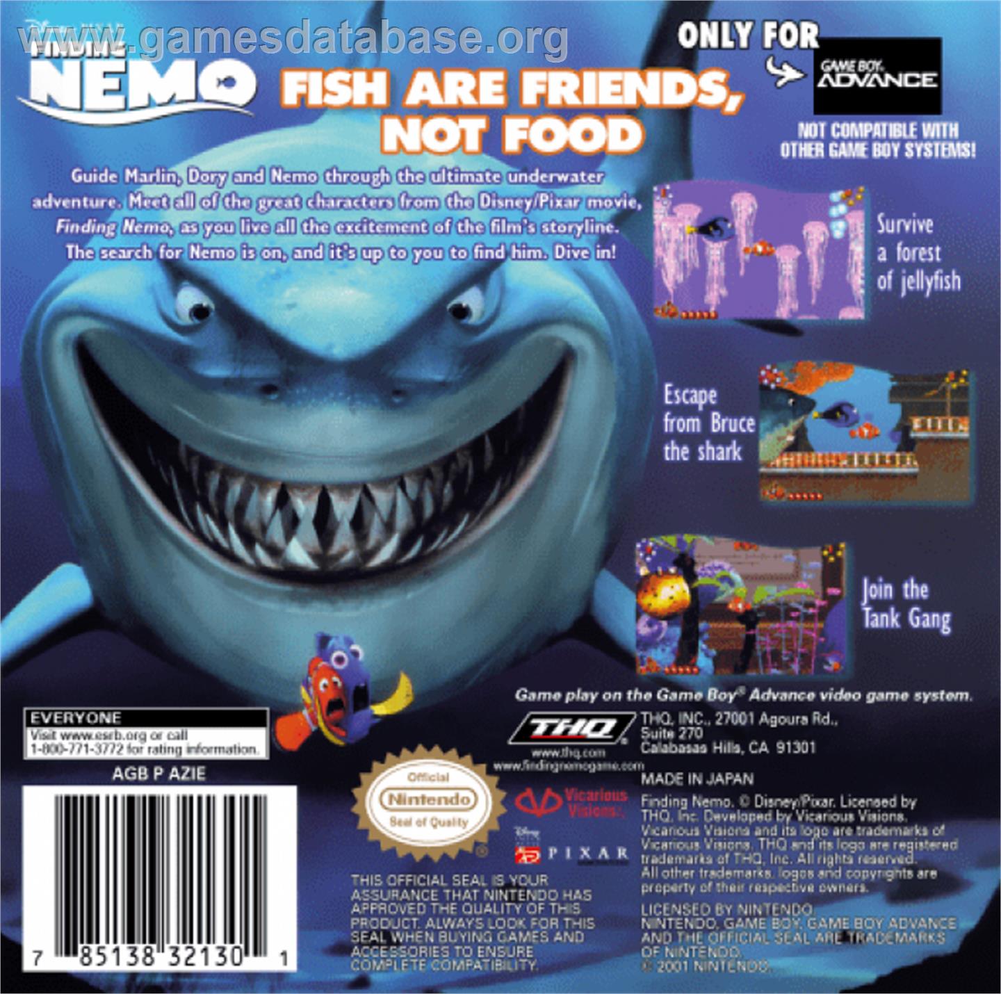 Finding Nemo - Nintendo Game Boy Advance - Artwork - Box Back