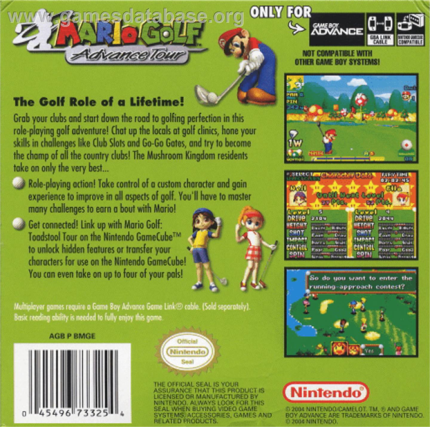 Mario Golf: Advance Tour - Nintendo Game Boy Advance - Artwork - Box Back