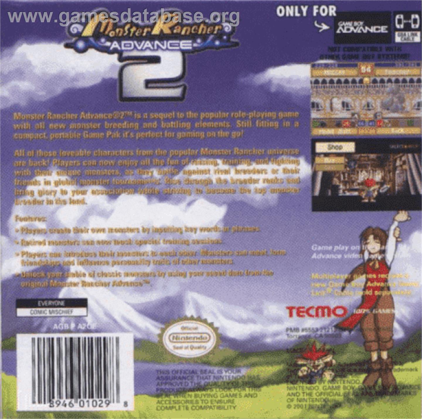 Monster Rancher Advance 2 - Nintendo Game Boy Advance - Artwork - Box Back