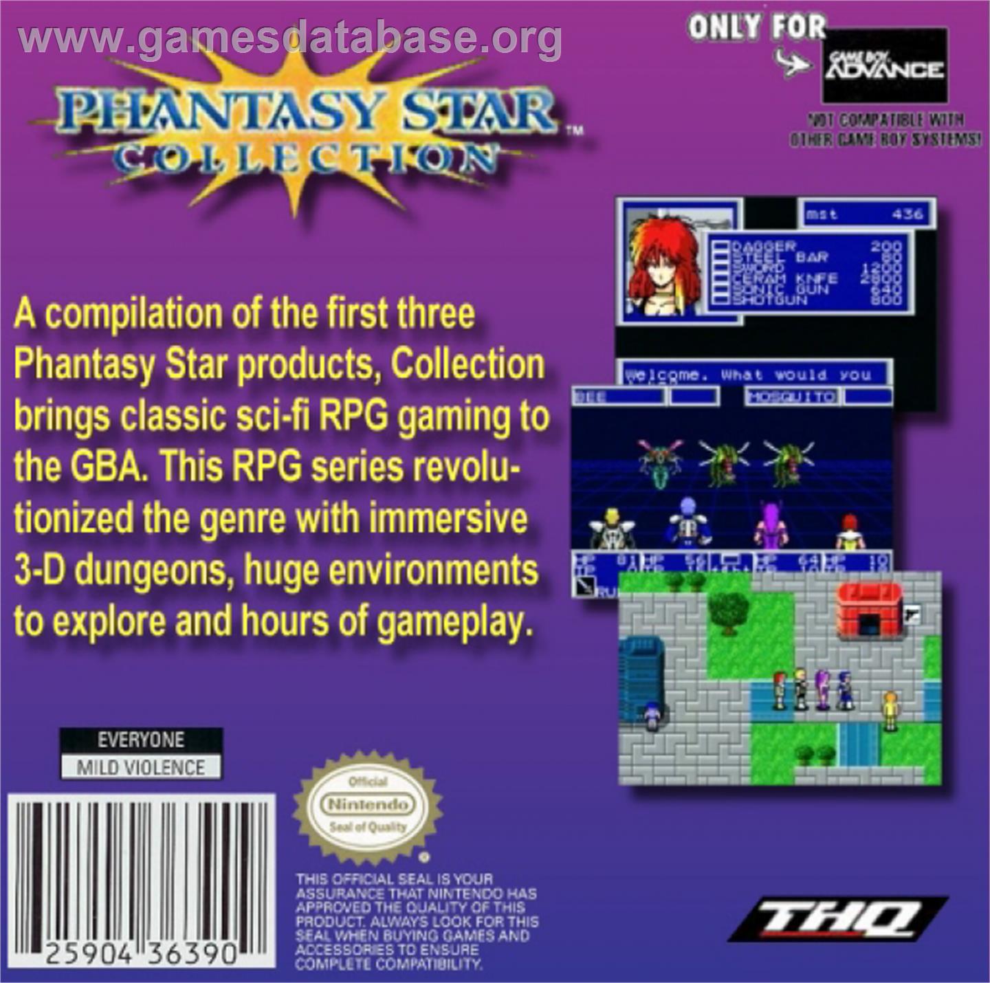 Phantasy Star Collection - Nintendo Game Boy Advance - Artwork - Box Back