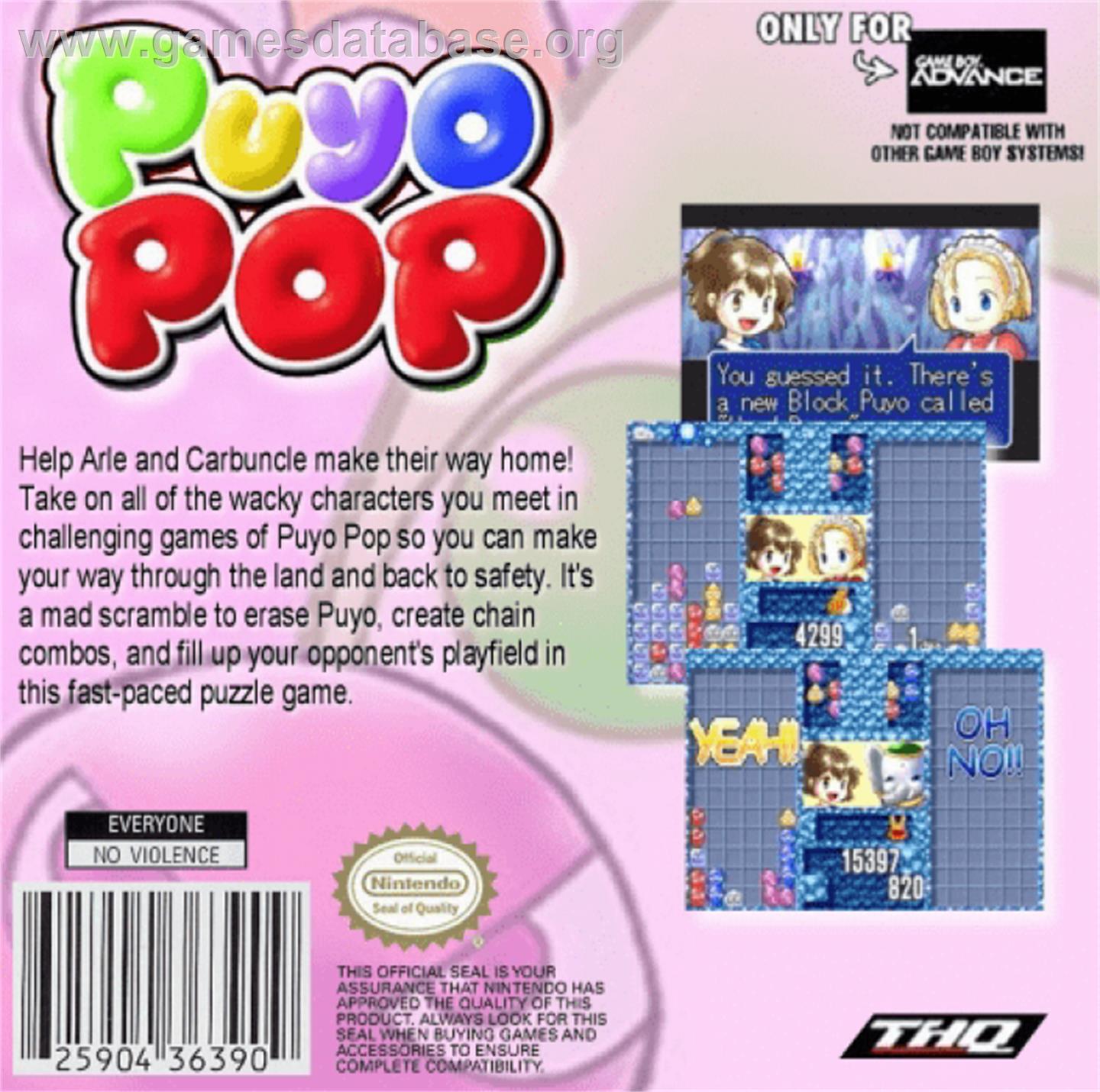 Pika Pop - Nintendo Game Boy Advance - Artwork - Box Back