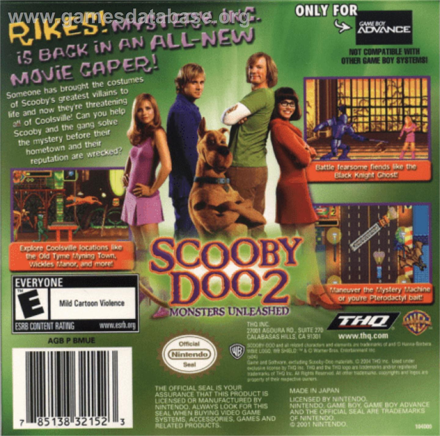 Scooby Doo 2: Monsters Unleashed - Nintendo Game Boy Advance - Artwork - Box Back