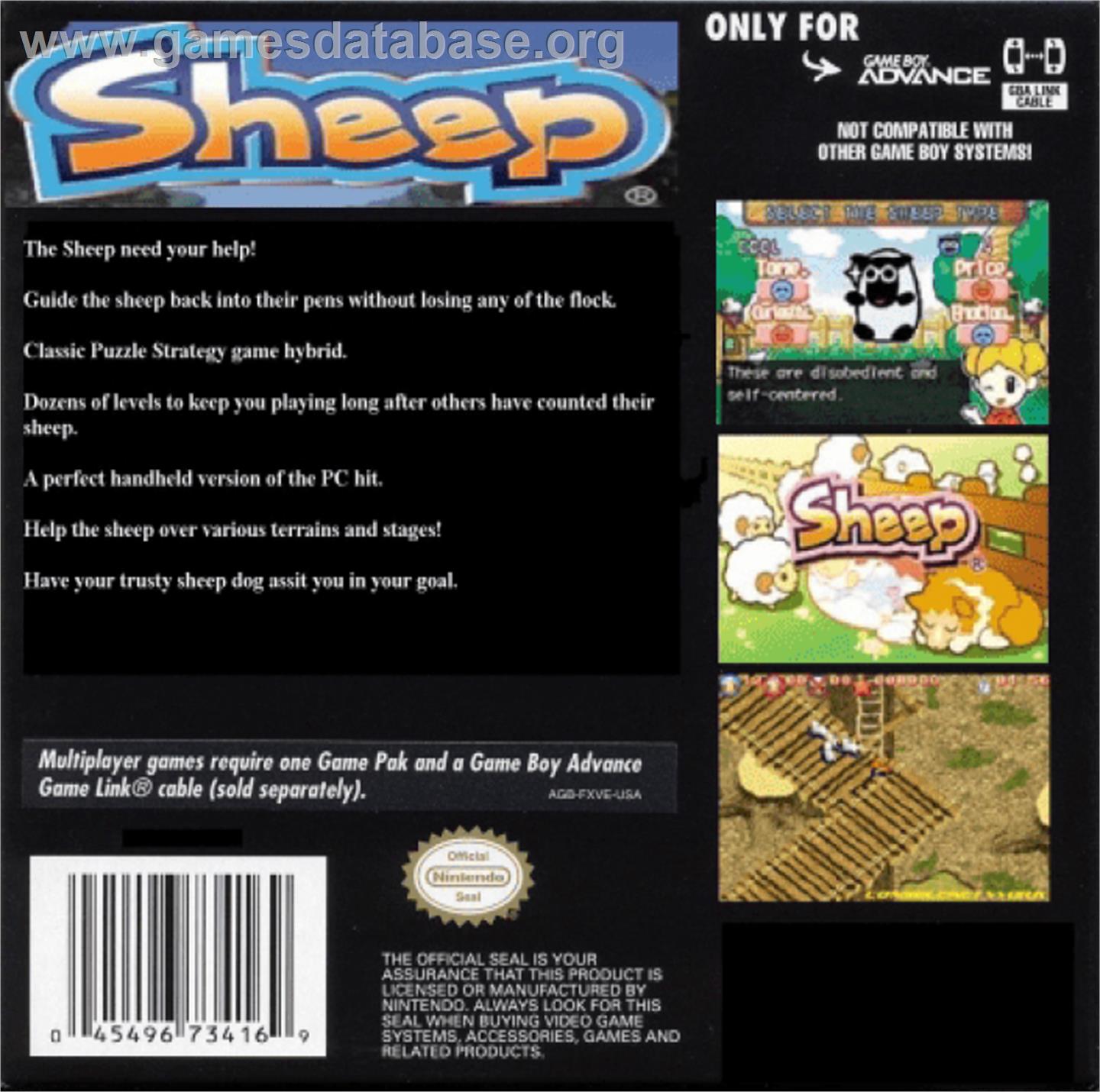 Sheep - Nintendo Game Boy Advance - Artwork - Box Back