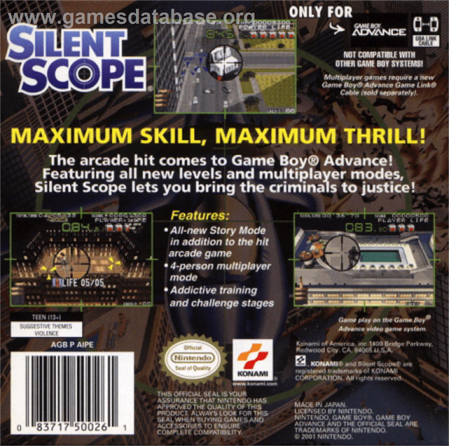 Silent Scope - Nintendo Game Boy Advance - Artwork - Box Back