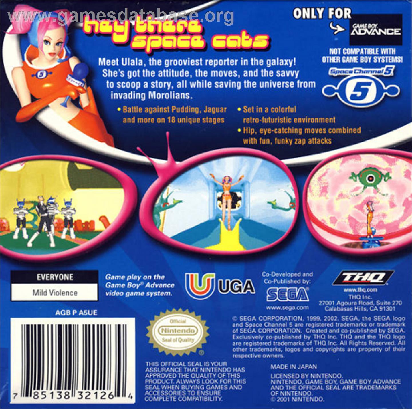 Space Channel 5: Ulala's Cosmic Attack - Nintendo Game Boy Advance - Artwork - Box Back
