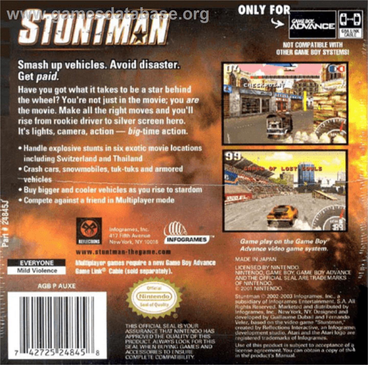 Stuntman - Nintendo Game Boy Advance - Artwork - Box Back