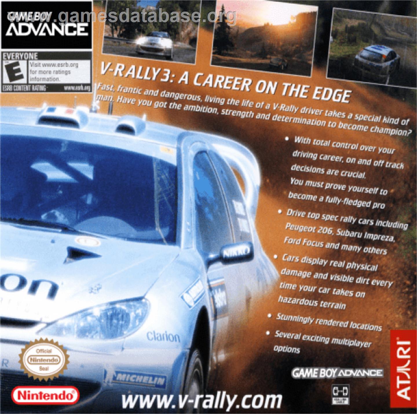 V-Rally 3 - Nintendo Game Boy Advance - Artwork - Box Back