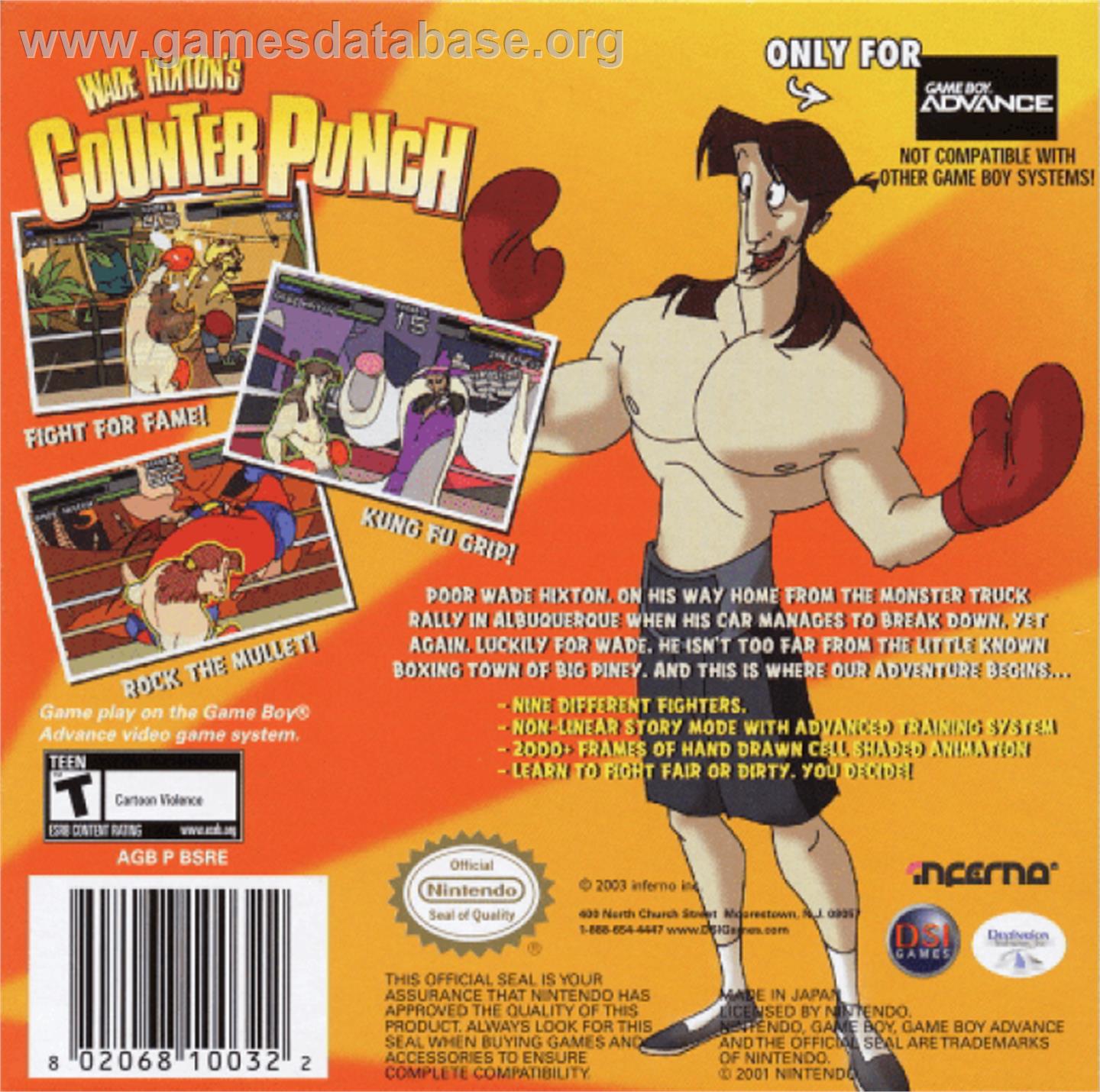 Wade Hixton's Counter Punch - Nintendo Game Boy Advance - Artwork - Box Back
