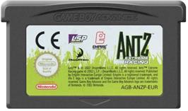 Cartridge artwork for Antz Extreme Racing on the Nintendo Game Boy Advance.