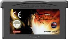 Cartridge artwork for Baldur's Gate: Dark Alliance on the Nintendo Game Boy Advance.