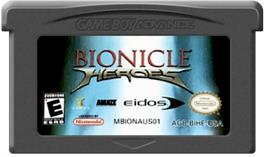 Cartridge artwork for Bionicle Heroes on the Nintendo Game Boy Advance.
