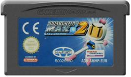 Cartridge artwork for Bomberman Max 2: Blue Advance on the Nintendo Game Boy Advance.