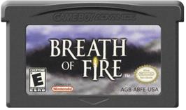 Cartridge artwork for Breath of Fire on the Nintendo Game Boy Advance.