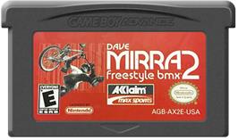 Cartridge artwork for Dave Mirra Freestyle BMX 2 on the Nintendo Game Boy Advance.