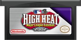 Cartridge artwork for High Heat Major League Baseball 2002 on the Nintendo Game Boy Advance.