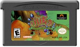 Cartridge artwork for Juka and the Monophonic Menace on the Nintendo Game Boy Advance.