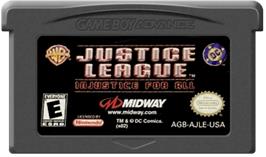 Cartridge artwork for Justice League: Injustice for All on the Nintendo Game Boy Advance.
