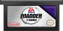 Cartridge artwork for Madden NFL 2002 on the Nintendo Game Boy Advance.