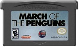 Cartridge artwork for March of the Penguins on the Nintendo Game Boy Advance.