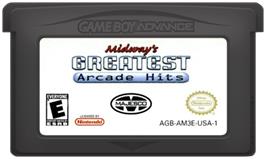 Cartridge artwork for Midway's Greatest Arcade Hits on the Nintendo Game Boy Advance.