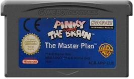 Cartridge artwork for Pinky and the Brain: The Master Plan on the Nintendo Game Boy Advance.