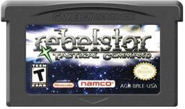 Cartridge artwork for Rebelstar: Tactical Command on the Nintendo Game Boy Advance.