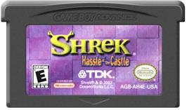 Cartridge artwork for Shrek: Hassle at the Castle on the Nintendo Game Boy Advance.
