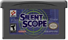 Cartridge artwork for Silent Scope on the Nintendo Game Boy Advance.