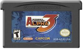 Cartridge artwork for Street Fighter Alpha 3 on the Nintendo Game Boy Advance.