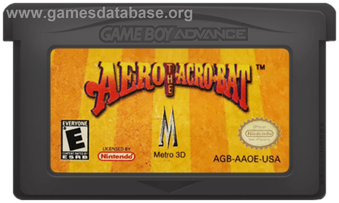 Aero the Acro-Bat: Rascal Rival Revenge - Nintendo Game Boy Advance - Artwork - Cartridge
