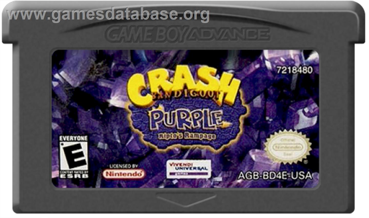 Crash Bandicoot Purple: Ripto's Rampage - Nintendo Game Boy Advance - Artwork - Cartridge