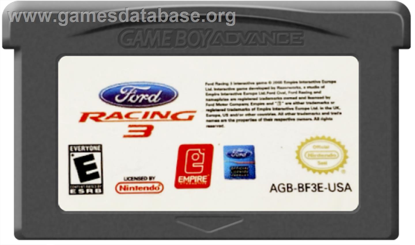 Ford Racing 3 - Nintendo Game Boy Advance - Artwork - Cartridge