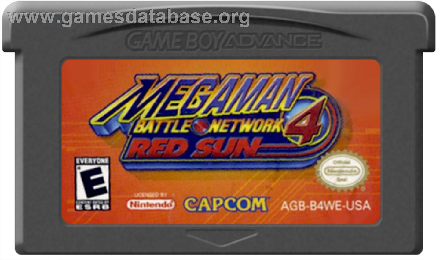 Mega Man Battle Network 4: Red Sun - Nintendo Game Boy Advance - Artwork - Cartridge