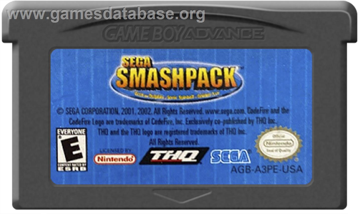 Sega Smash Pack - Nintendo Game Boy Advance - Artwork - Cartridge