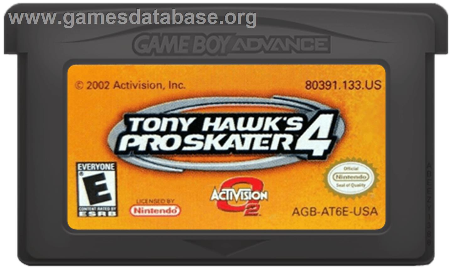 Tony Hawk's Pro Skater 4 - Nintendo Game Boy Advance - Artwork - Cartridge