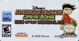 Top of cartridge artwork for American Dragon: Jake Long - Rise of the Huntsclan on the Nintendo Game Boy Advance.